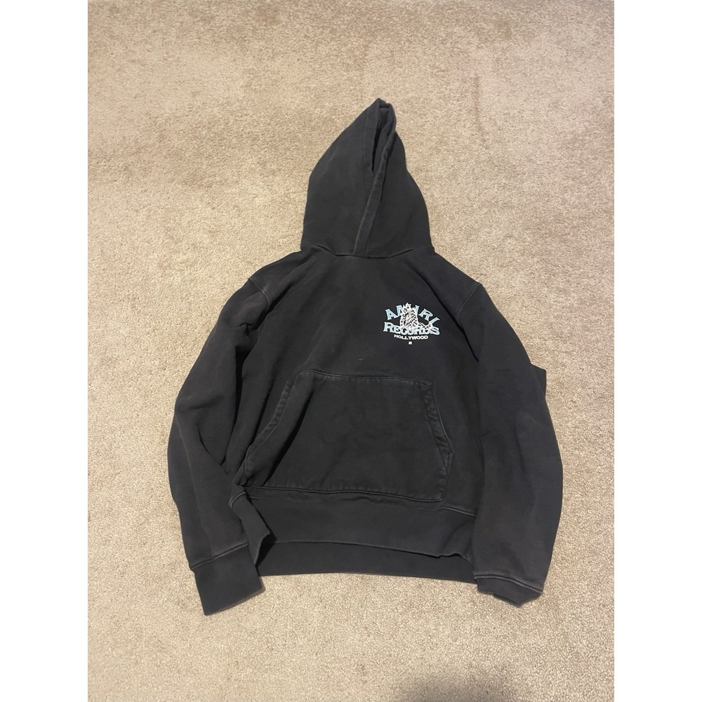 Amiri Men's Black Blue Logo Pullover Hoodie Sweater Size Medium Authentic